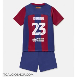 Barcelona Jules Kounde #23 Prima Maglia Bambino 2023-24 Manica Corta (+ Pantaloni corti)